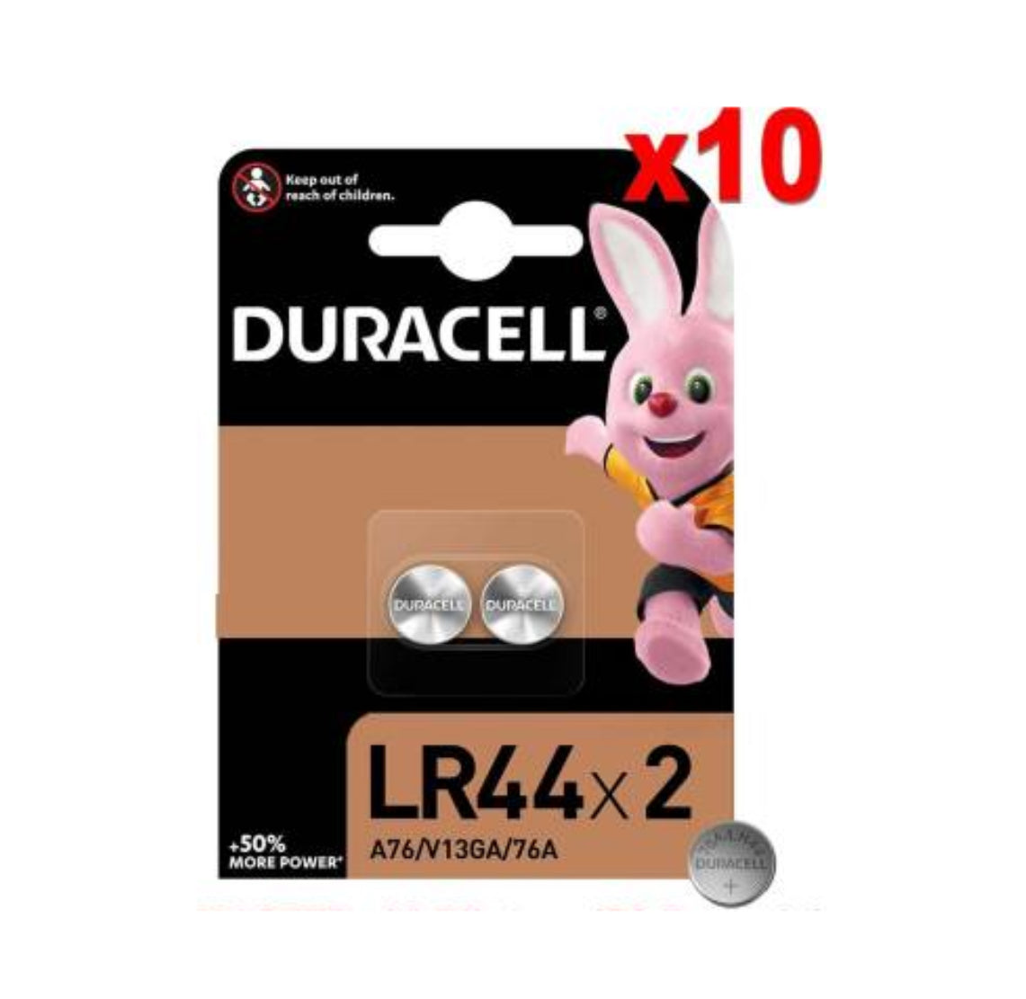 Piles Boutons Alcalines DURACELL LR44 76A/A76/V13GA 10 x 2pcs