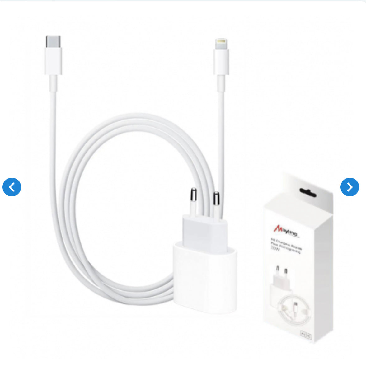 Kit Chargeur Rapide Câble USB-C / Lightning 20W (Mayline)