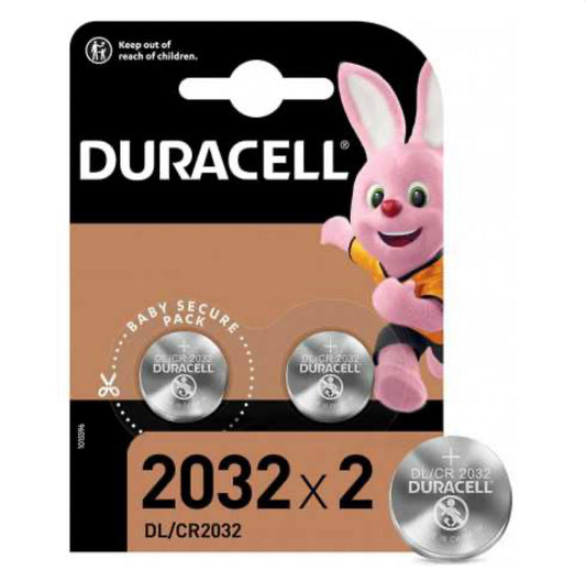 Piles Boutons Lithium Duracell CR2032, 3V, 20mm x 2pcs