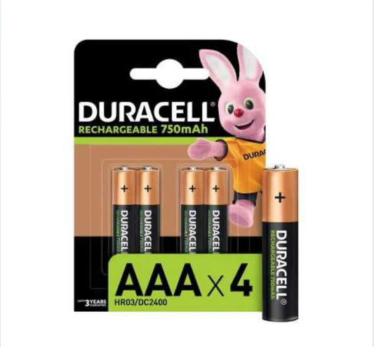 Piles Rechargeables AAA 750mAh DURACELL PLUS HR03 DC2400 x 4pcs