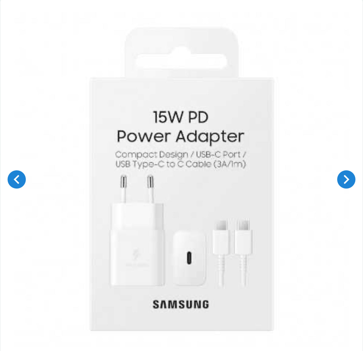 Kit Chargeur Type-C / Type-C Samsung 15W Blanc - Retail Box (Origine)