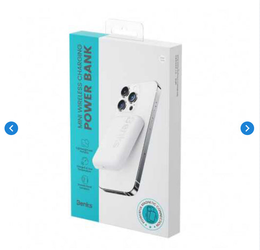 Power Bank MagSafe 6000 Mah - Benks MP10 - Blanc