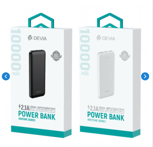 Power Bank 10000 mAh - Devia Kintone Series V3 - Blanc