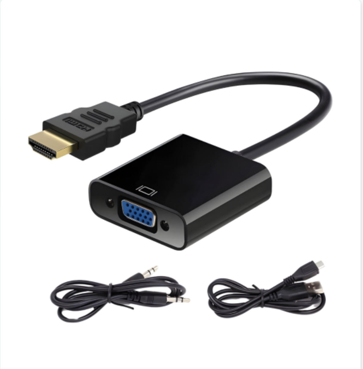 Adaptateur HDTV/HDMI vers VGA avec Cable Audio + Cable d'Alimentation USB - 25cm - Noir