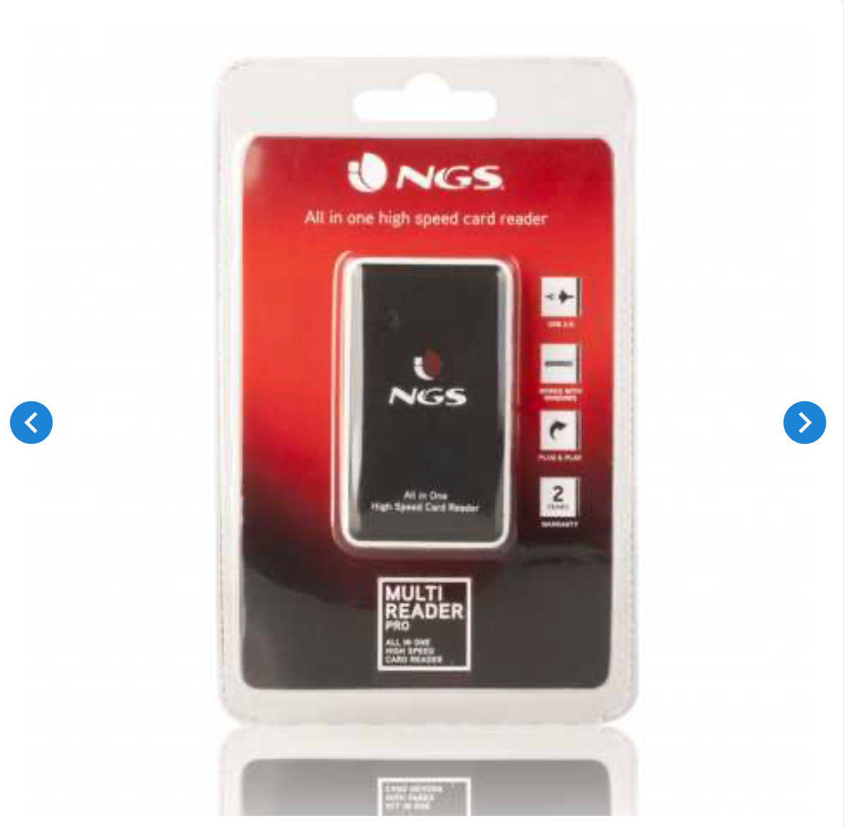 Lecteur de Carte Mémoire Tout en Un USB 2.0 - NGS Multireader Pro - Noir et Blanc