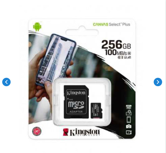 Carte Mémoire Kingston Canvas Select Plus 256 Go - Micro SDHC + Adaptateur SD (Origine)