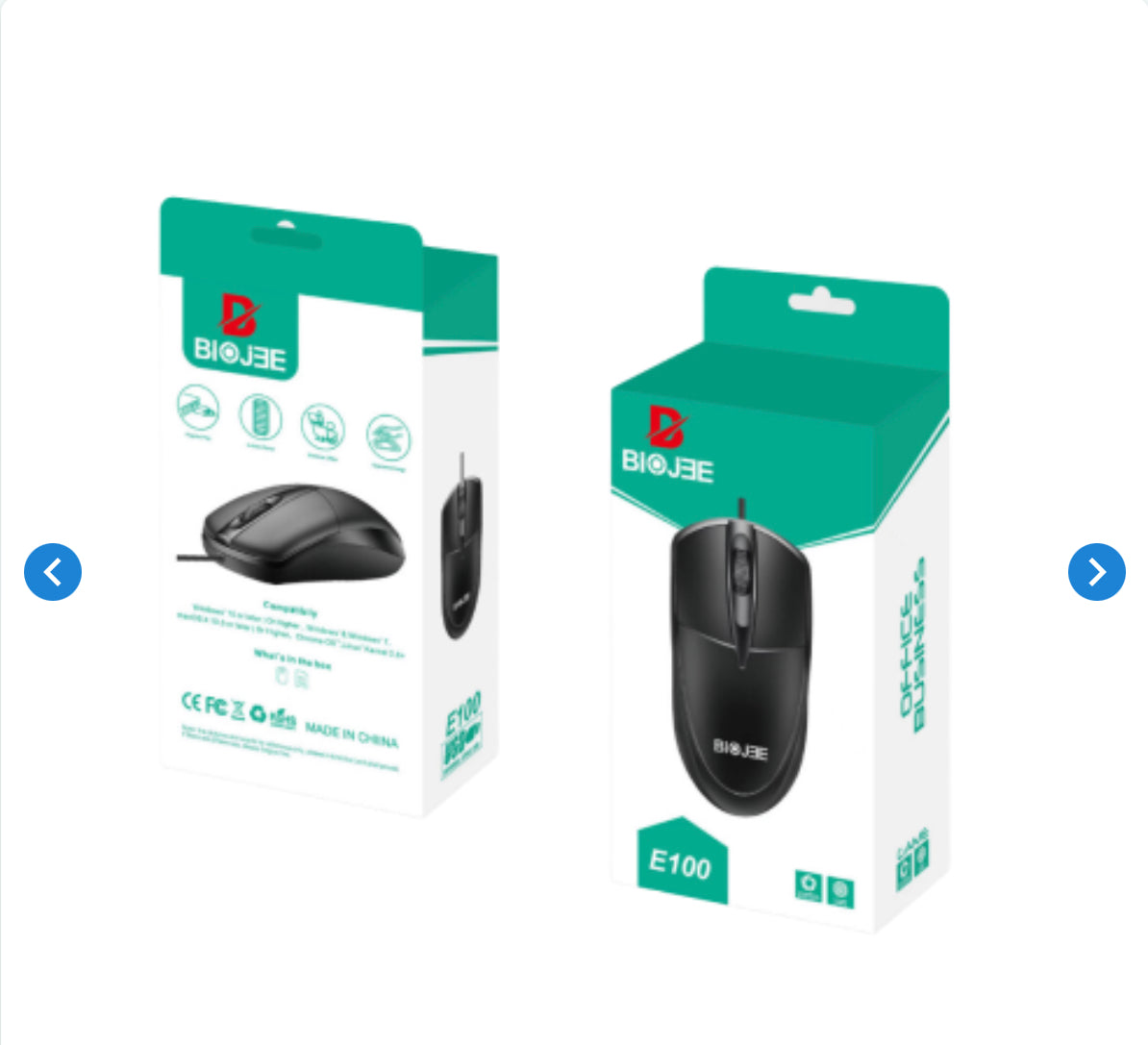 Souris Filaire USB BIOJEE E100 - Noir