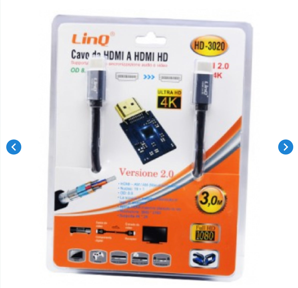 Câble HDMI Mâle / HDMI HD Mâle 3m LinQ HD-3020