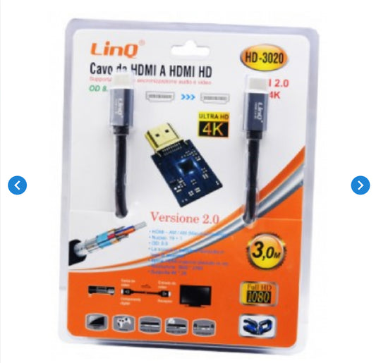 Câble HDMI Mâle / HDMI HD Mâle 3m LinQ HD-3020