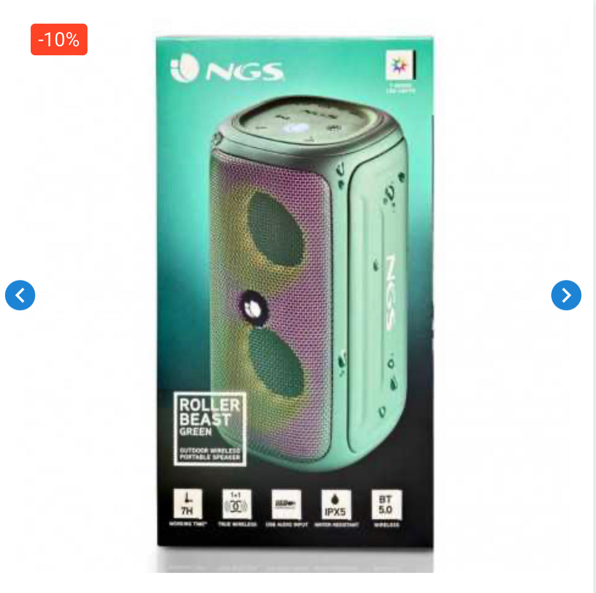 Enceinte Bluetooth NGS Roller Beast IPX5 32W - Vert