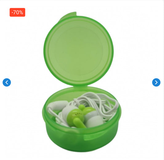 Ecouteurs Filaires Jack 3.5mm - Pixika - Intra Auriculaire + Boîte de Rangement - Vert