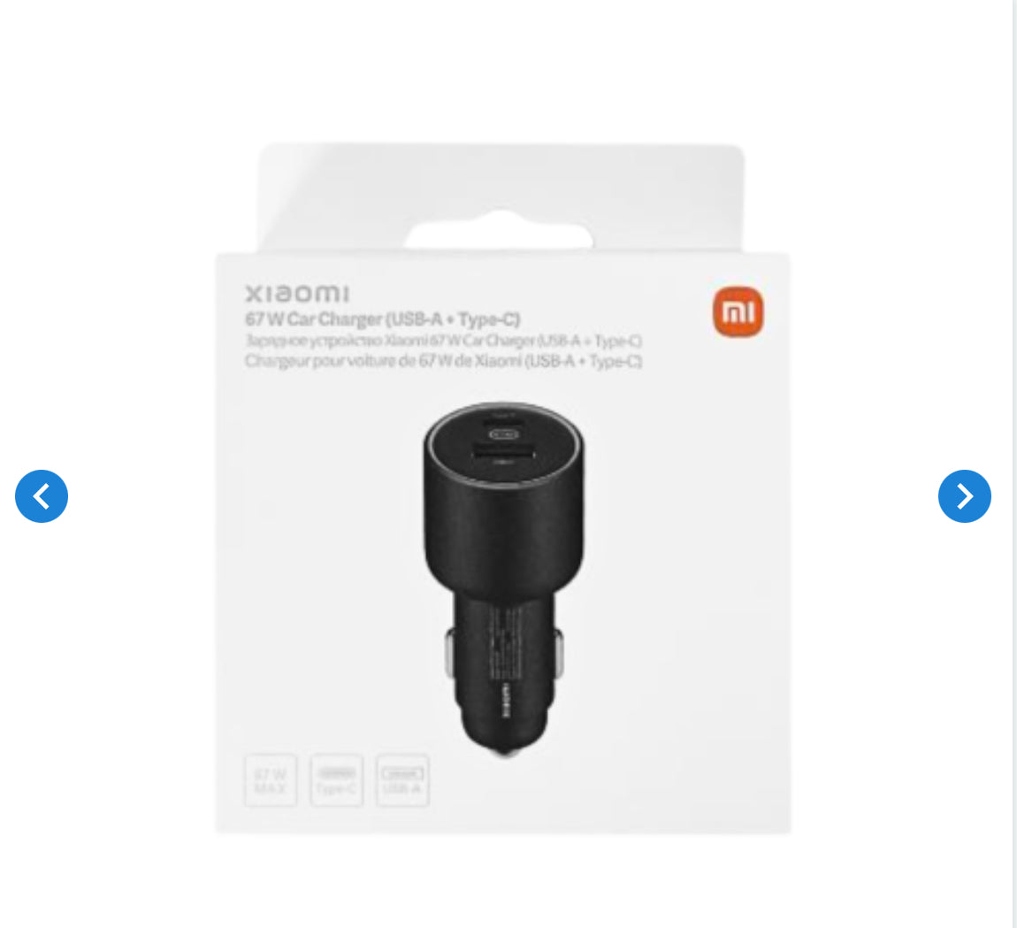 Chargeur allume-cigare USB-A+ Type-C Xiaomi 67W