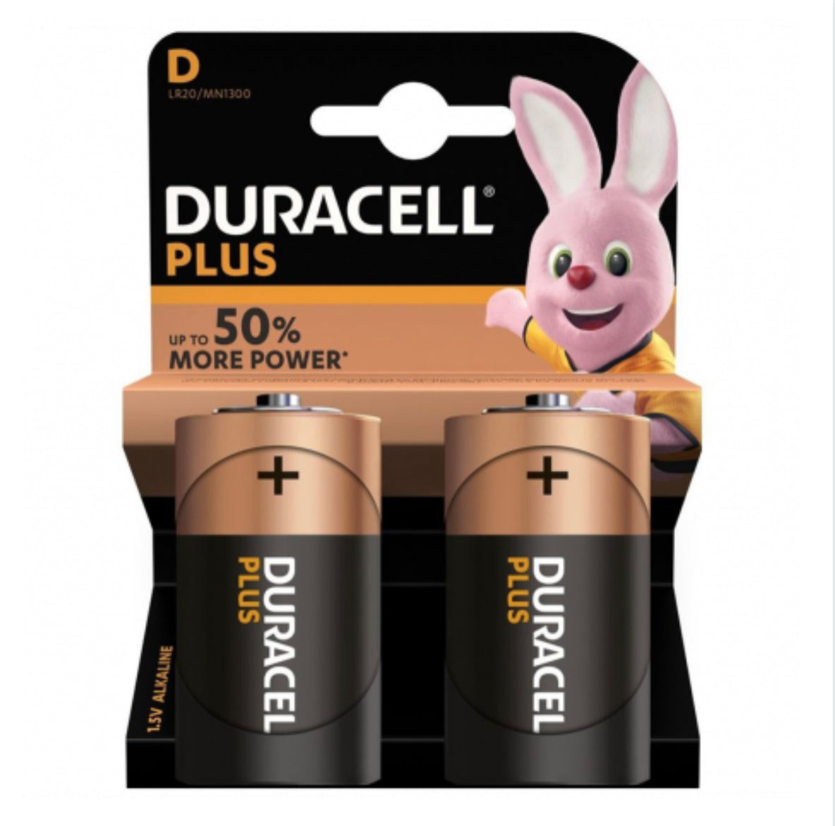 Piles Alcalines LR20 D DURACELL Plus Power 1,5V x 2pcs