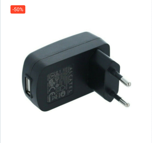 Adaptateur Secteur USB Alcatel - S005UV0500100 - 5V - 1A - 5W - Noir - Vrac