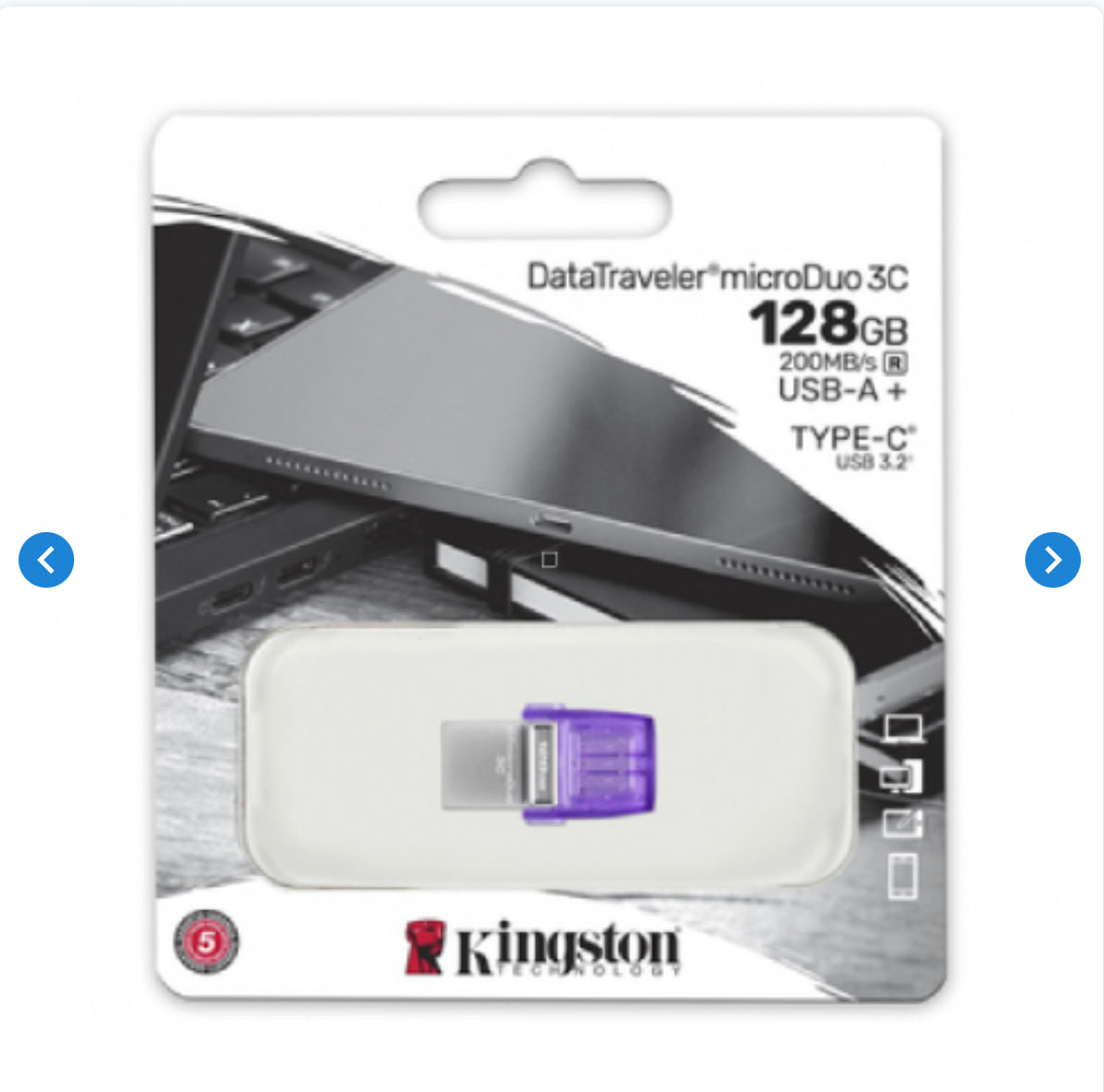 Clé USB Kingston DataTraveler microDuo 3C 128 Go USB + USB-C (Type-C) Violet