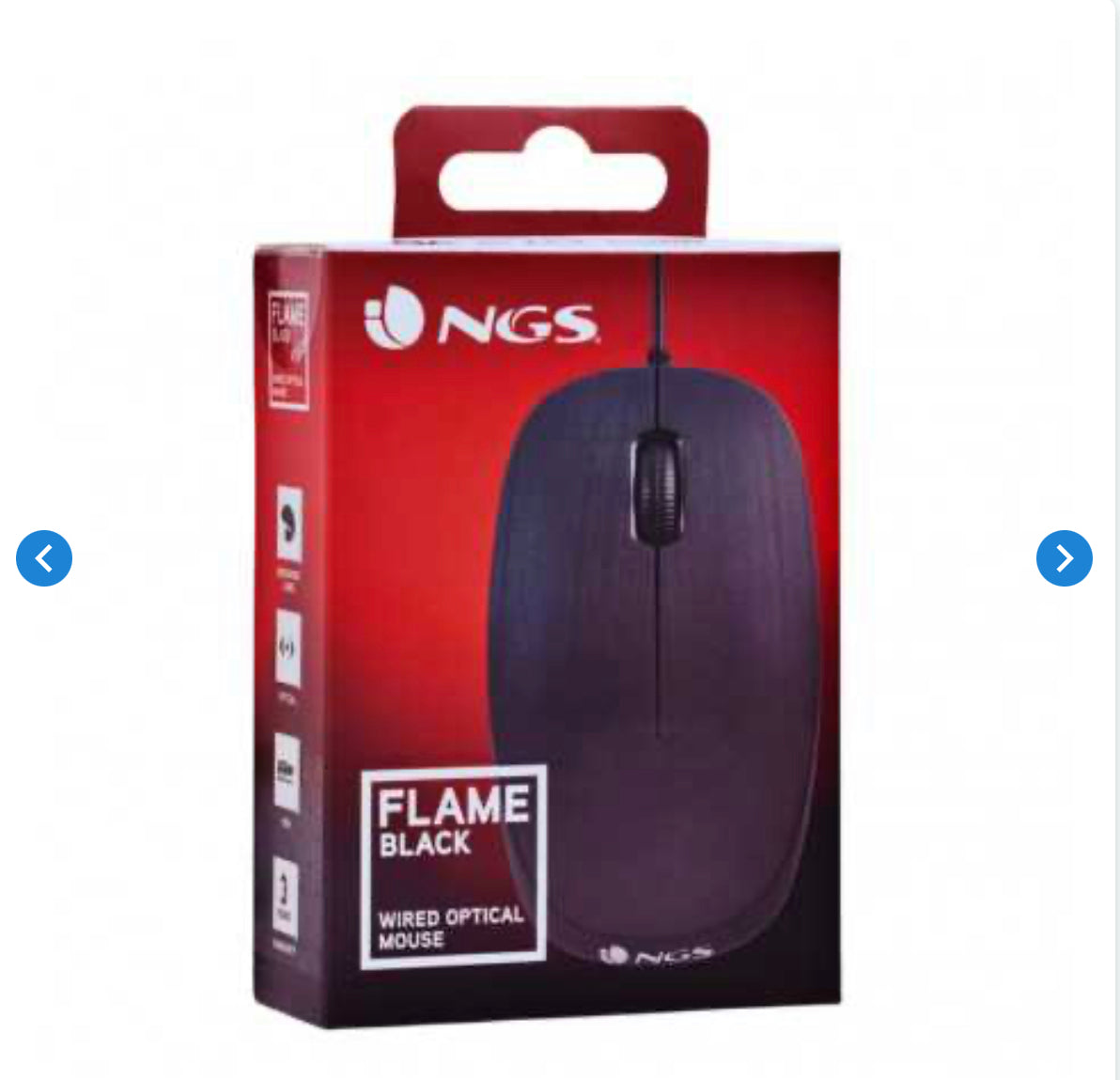 Souris Optique Filaire NGS Flame 1000 DPI Taille Standard - Noir