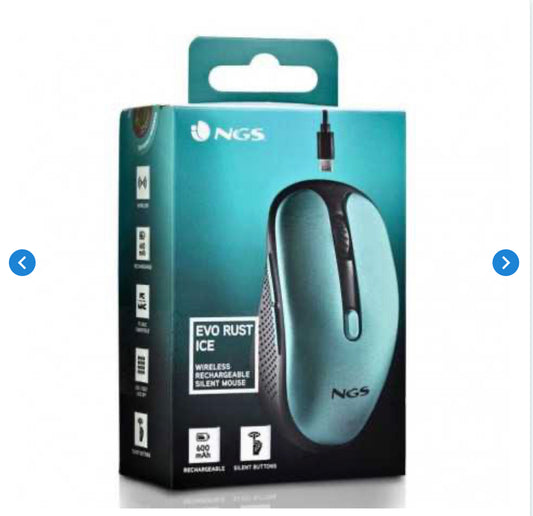 Souris Sans Fils NGS Evo Rust Ice Rechargeable Avec Boutons Silencieux - Bleu Vert