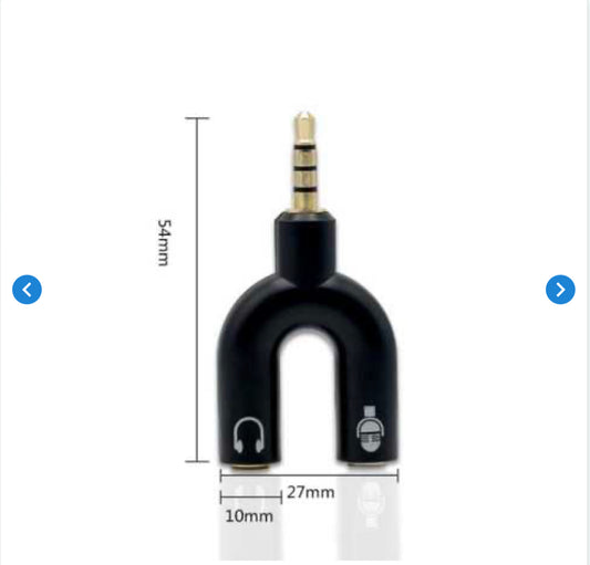 Adaptateur Audio Double Jack pour Écouteur / Casque / Micro avec Prise Fiche mâle 3.5MM