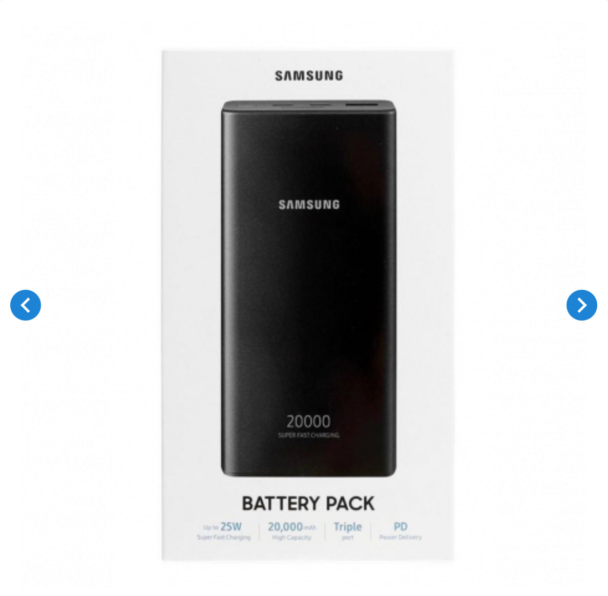 Power Bank SAMSUNG Trio EB-P5300XJEGEU Ultra Rapide 20000mAh 25W Noir (Origine)