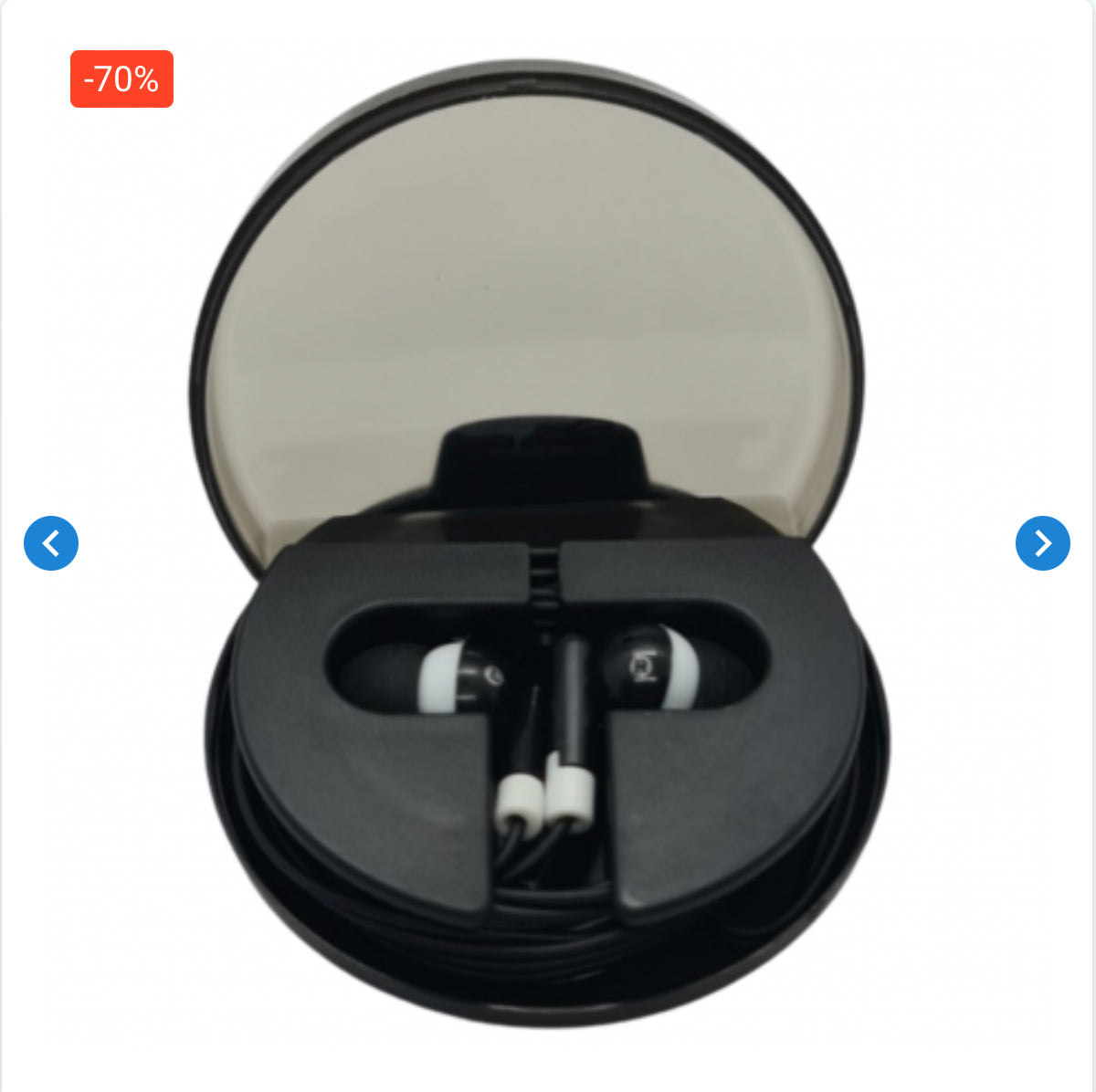 Ecouteurs Filaires Jack 3.5mm - Pixika 142756 - Intra Auriculaire + Boîte de Rangement avec support téléphone - Noir