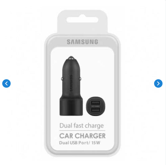 Chargeur allume-cigare Double USB Charge Rapide Samsung 15W - Retail Box (Origine)