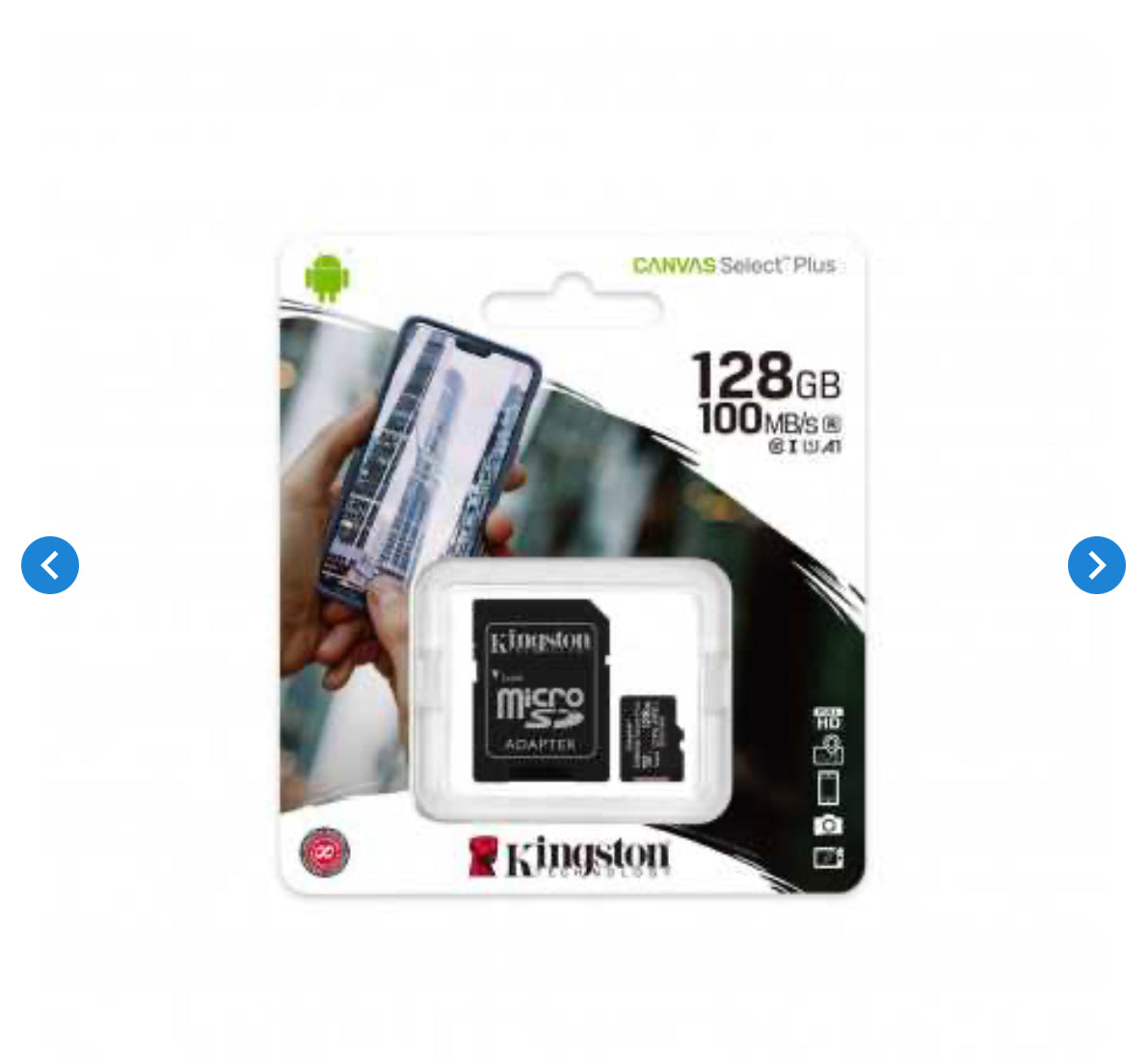 Carte Mémoire Kingston Canvas Select Plus 128 Go - Micro SDHC + Adaptateur SD (Origine)