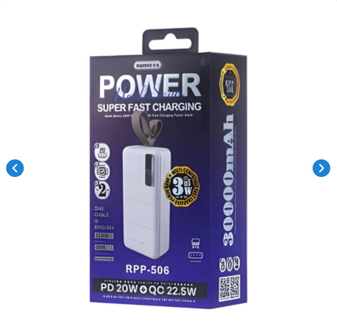 Power Bank 30000mAh RPP-506 REMAX - Blanc