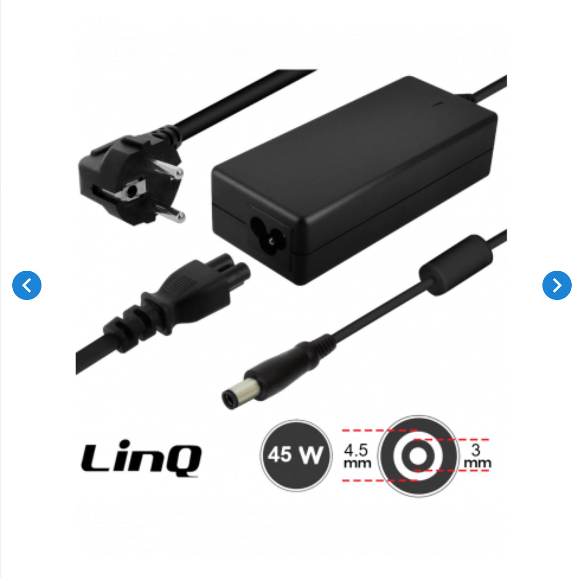 Chargeur Secteur PC DELL 45W / 19.5V 2.31A Embout 4.5*3mm LinQ DL45W