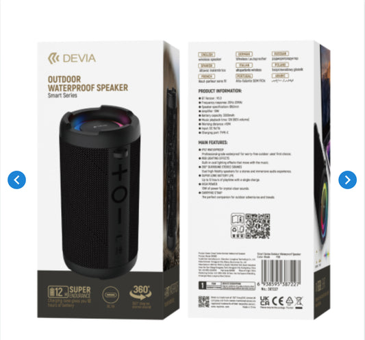 Enceinte Bluetooth IPX7 12H Devia série Smart EM065 - Noir