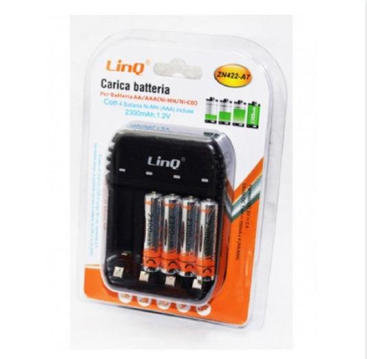 Chargeur de Piles AA/AAA avec 4 Piles AAA Rechargeables 2300mAh 1,2A LinQ ZN422-A7