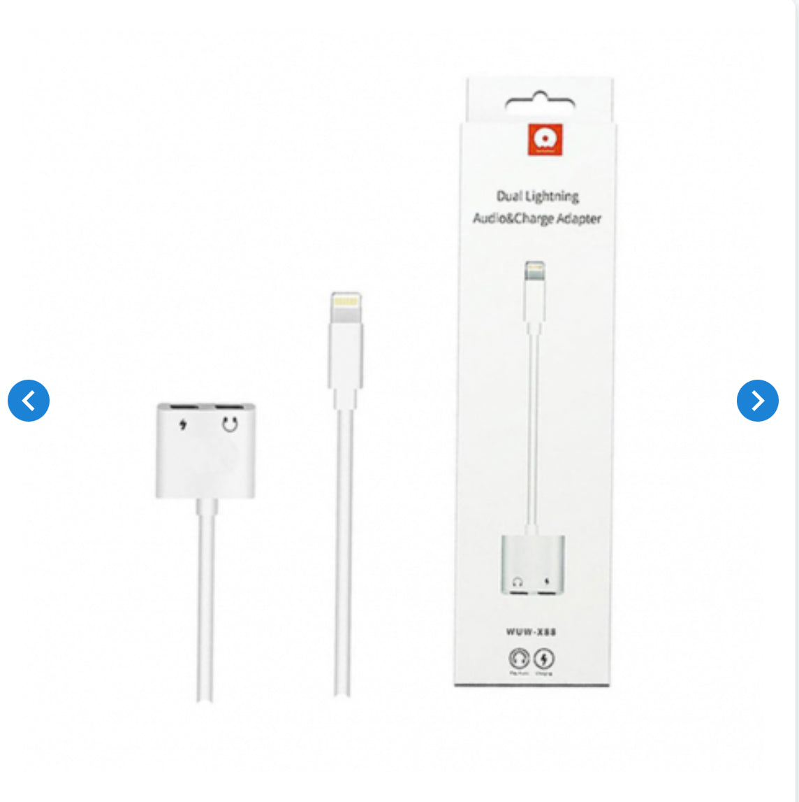 Adaptateur audio et chargeur double Lightning