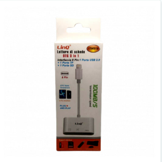 Lecteur de cartes Micro-SD/TF / USB Femelle 3 en 1 Lightning LinQ ITH518