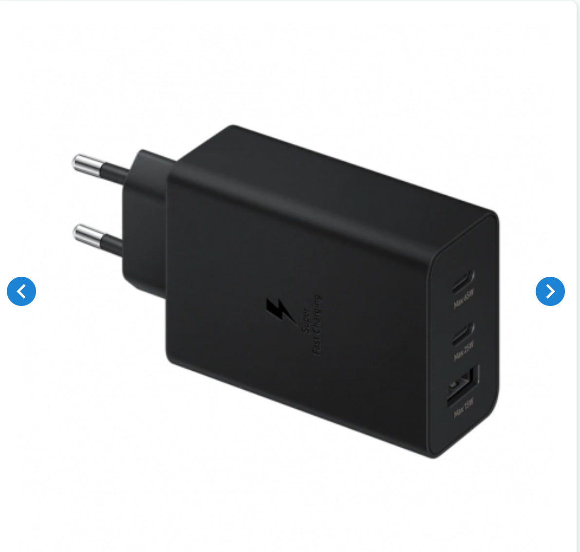 Adaptateur Secteur Samsung 65W PD Power Adapter Trio 2USB-C + USB