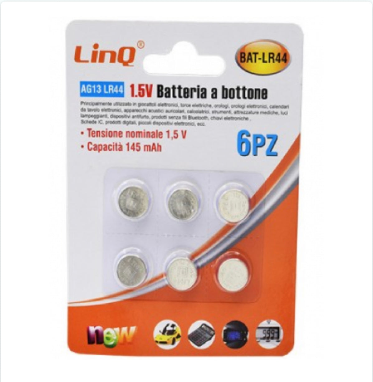 Piles Bouton AG13 LR44 1.5V 145mAh x6pcs LinQ BAT-LR44