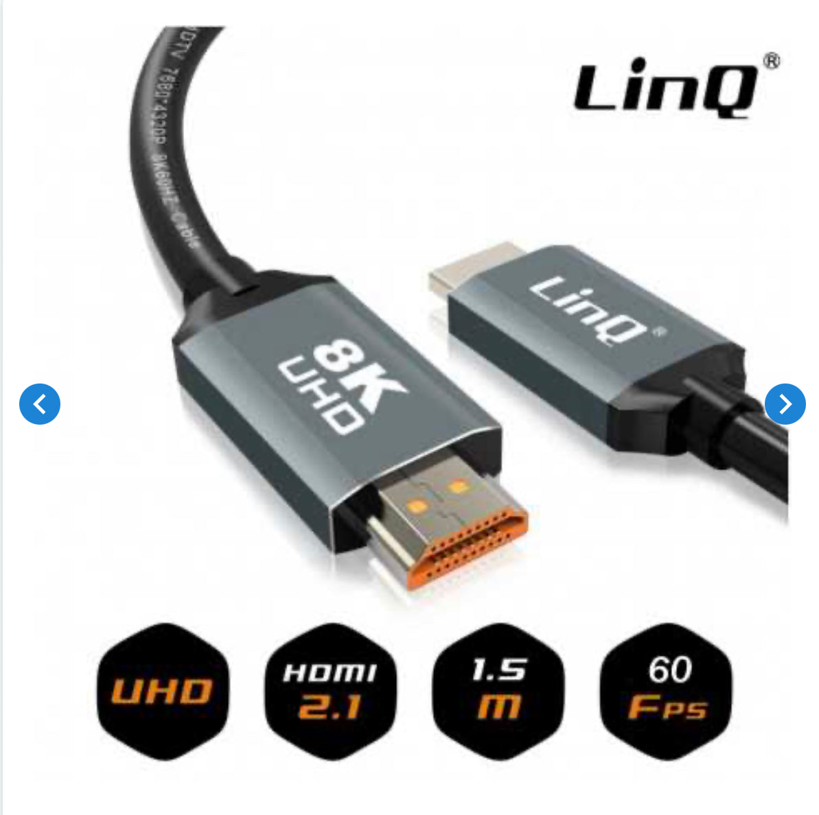 Câble HDMI Mâle / HDMI HD 8K 1.5m LinQ 8K1.5M