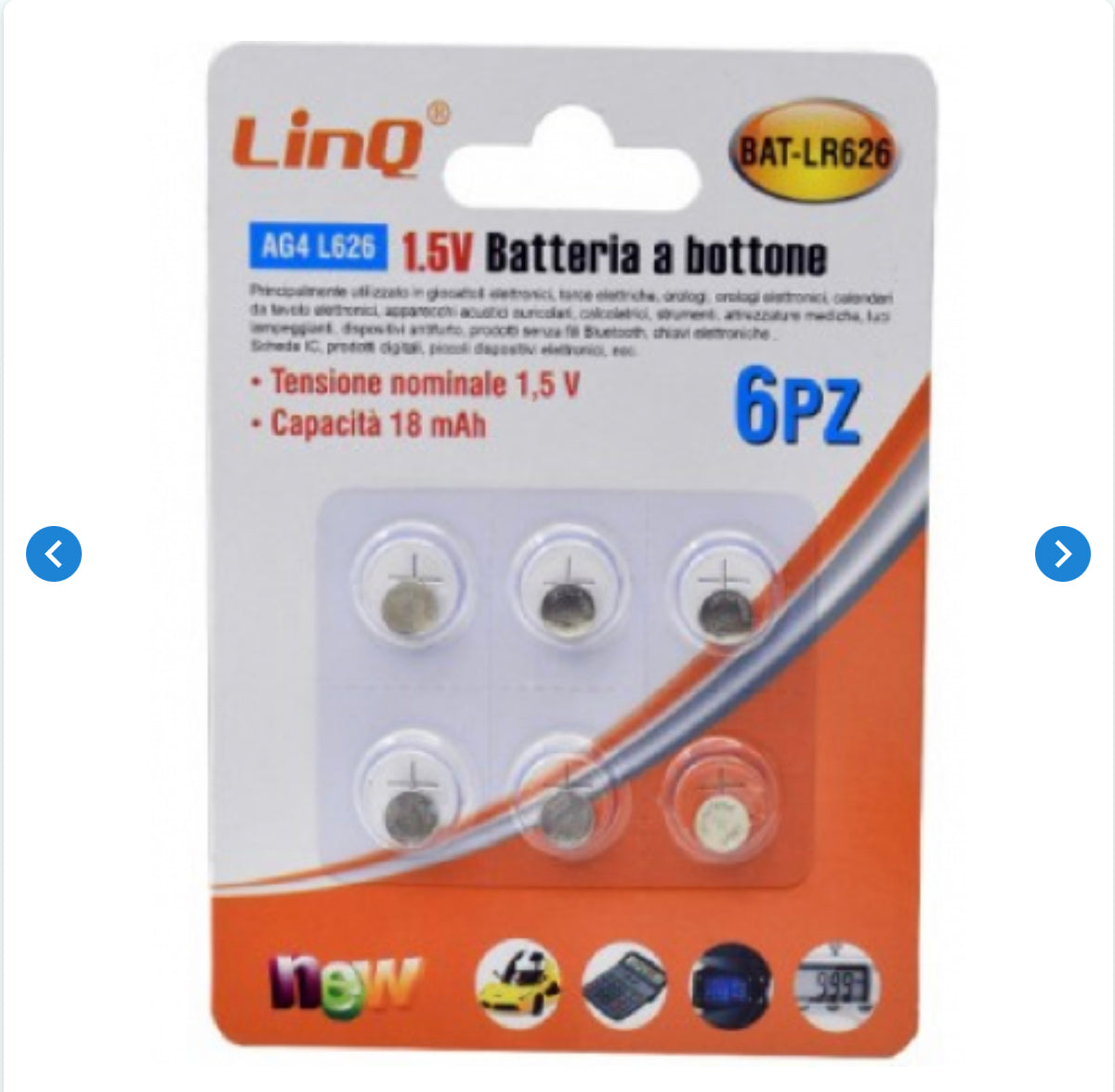 Piles Bouton AG4 L626 1.5V 18mAh x6pcs LinQ BAT-LR626