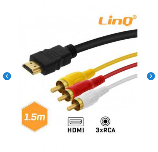 Câble HDMI Mâle / 3 RCA Mâles 1.5m LinQ HD-AV994