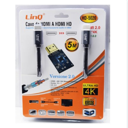 Câble HDMI Mâle / HDMI HD Mâle 5m LinQ HD-5020