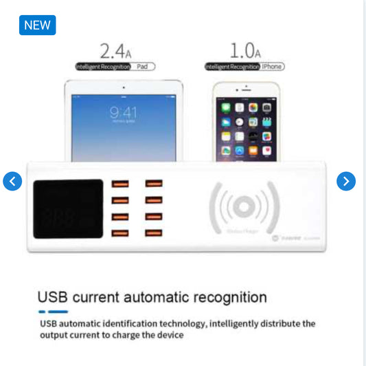 Chargeur induction avec USB 8 Ports affichage LED Sunshine SS-309WD