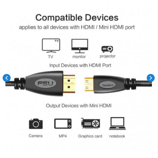 Câble Mini HDMI / HDMI - mâle / mâle - Noir