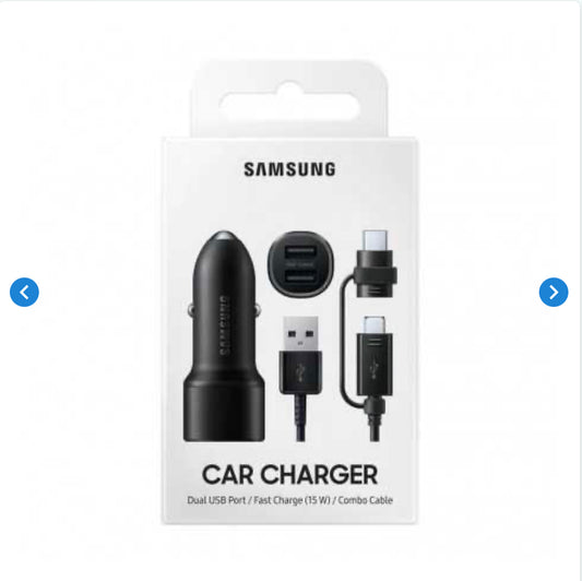 Kit Chargeur allume-cigare Double USB Samsung 15W avec Cable