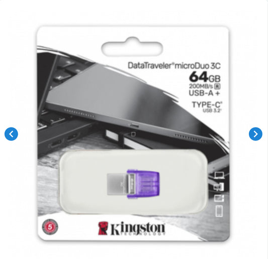 Clé USB Kingston DataTraveler microDuo 3C 64 Go USB + USB-C (Type-C) Violet