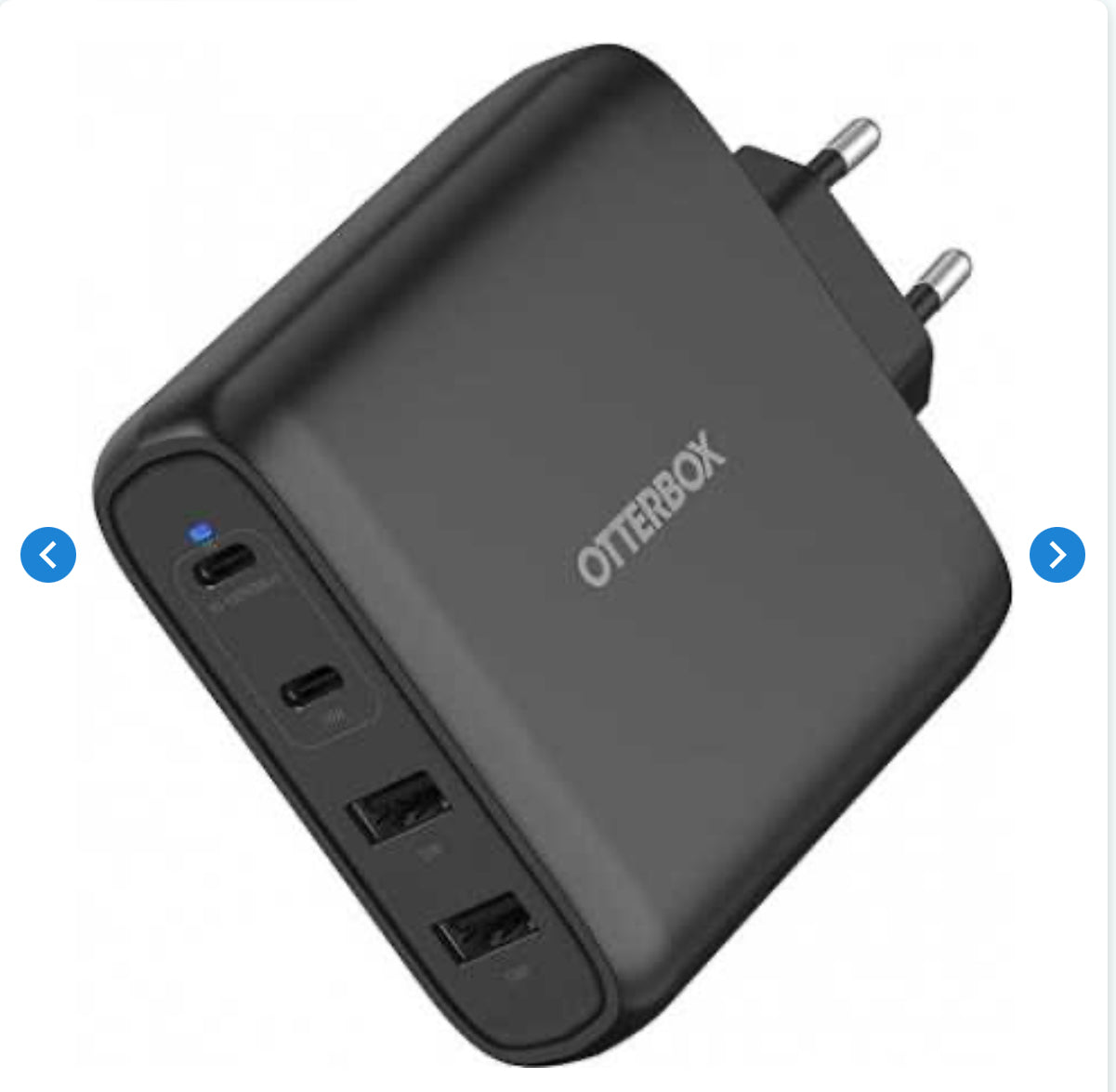 Adaptateur Secteur OtterBox Standard USB-C PD GaN Chargeur Mural 4 Ports 100W - Noir