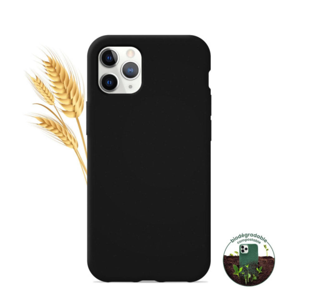 Coque Silicone unie biodégradable Noir Apple