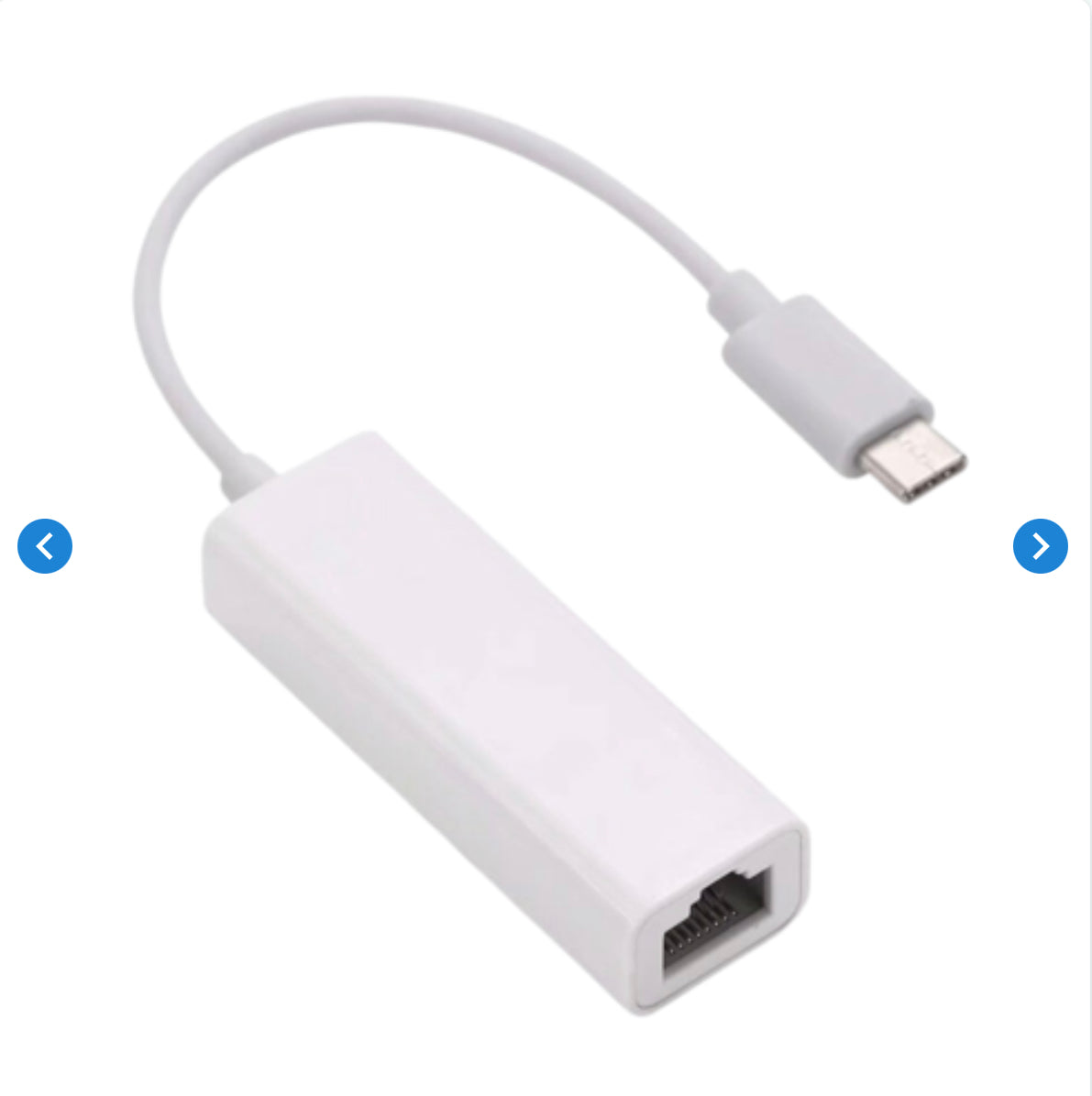 Adaptateur USB-C vers RJ45, Lan Ethernet Gigabit, 10/100/1000Mbps - Blanc