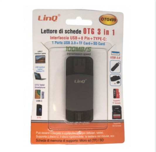 Lecteur de Carte USB/Carte TF/SD 3 en 1 USB-C / USB LinQ OTG 499