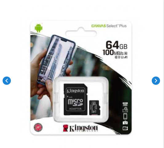 Carte Mémoire Kingston Canvas Select Plus 64 Go - Micro SDHC + Adaptateur SD (Origine)