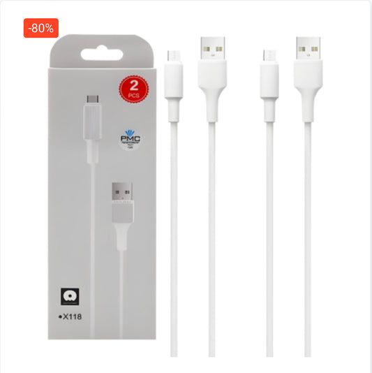 Câble X118 USB / Micro USB 1M - 2.4A - 2pcs - Blanc