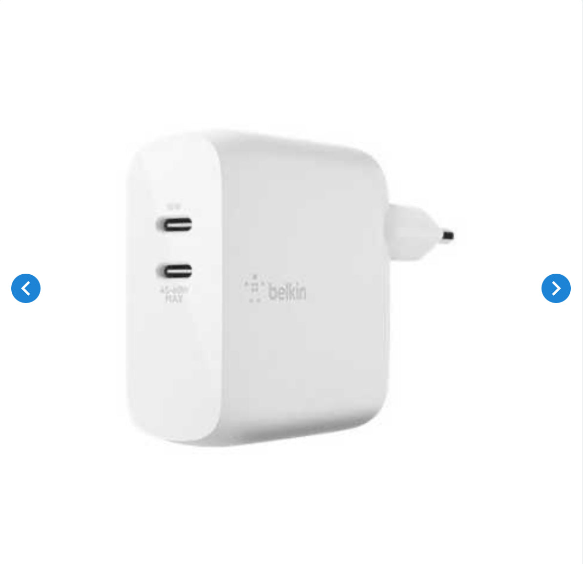 Adaptateur Secteur BELKIN BOOST↑CHARGE™ 2 ports USB-C PD Mac / PC 63W GaN