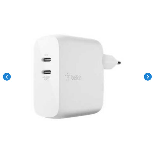 Adaptateur Secteur BELKIN BOOST↑CHARGE™ 2 ports USB-C PD Mac / PC 63W GaN